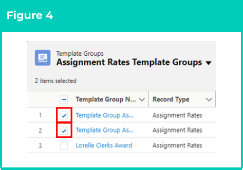 Figure 4: screenshot for QRG Update Rates Automation - Assignment Rate Template Groups