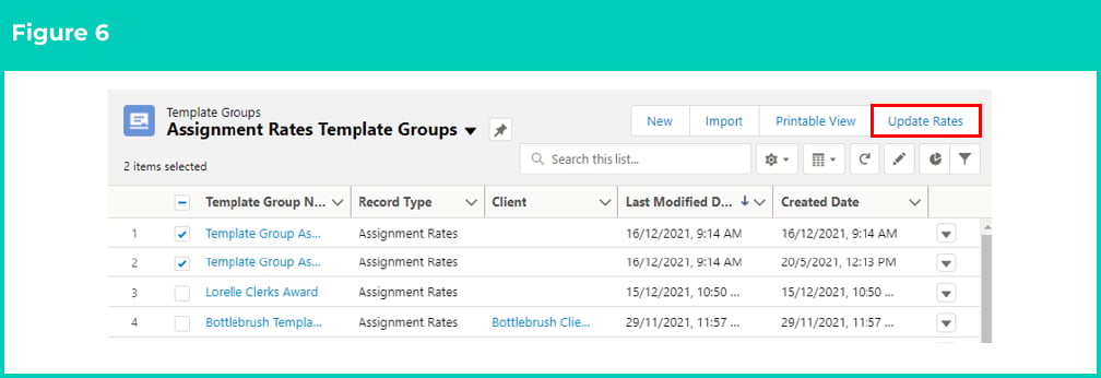 Figure 6: screenshot for QRG Update Rates Automation - Assignment Rate Template Groups
