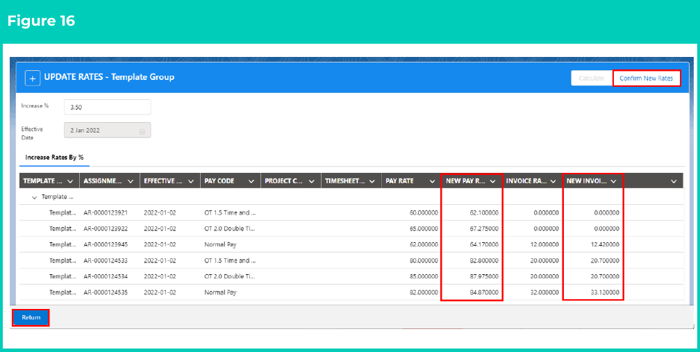 Figure 16: screenshot for QRG Update Rates Automation - Assignment Rate Template Groups