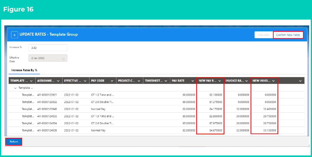 Figure 16: screenshot for QRG Update Rates Automation - Assignment Rate Template Groups