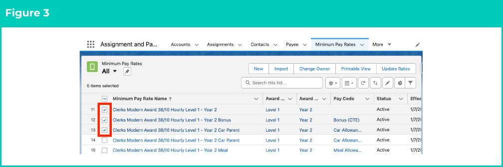 Figure 3: screenshot for QRG Update Rates Automation - Minimum Pay Rates