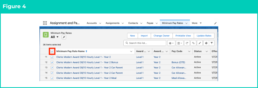 Figure 4: screenshot for QRG Update Rates Automation - Minimum Pay Rates