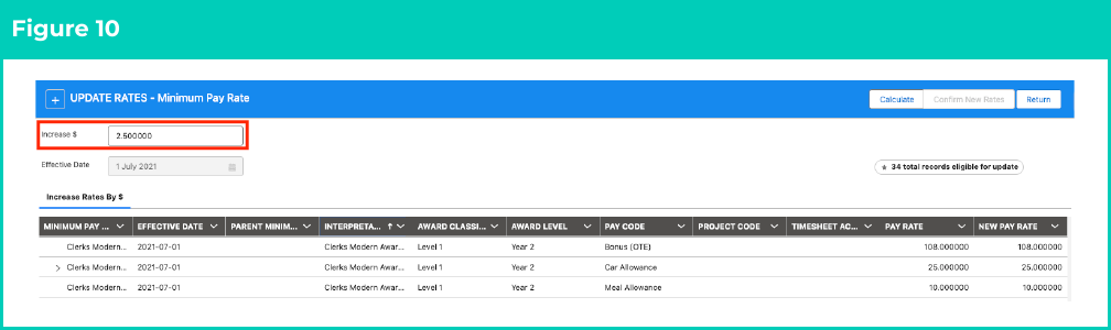 Figure 10: screenshot for QRG Update Rates Automation - Minimum Pay Rates