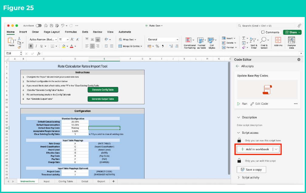 Figure 25: screenshot for QRG Rates Generator Import Tool - Setup Instructions