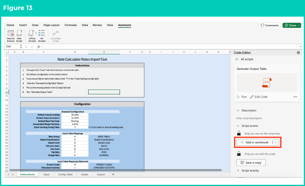 Figure 13: screenshot for QRG Rates Generator Import Tool - Setup Instructions