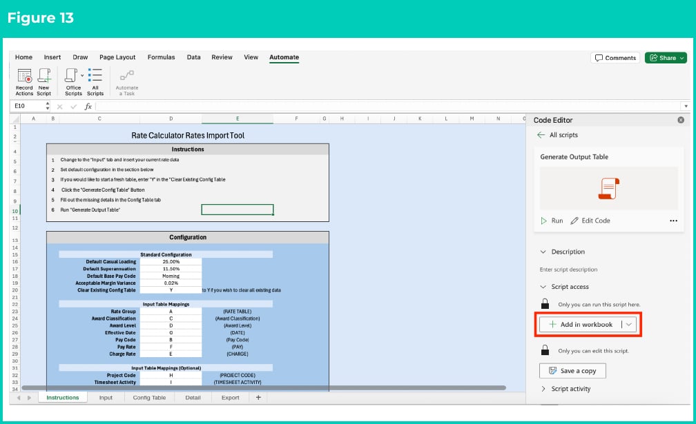 Figure 13: screenshot for QRG Rates Generator Import Tool - Setup Instructions