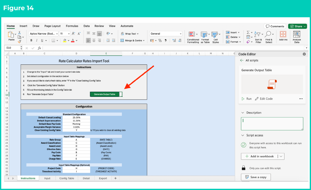 Figure 14: screenshot for QRG Rates Generator Import Tool - Setup Instructions