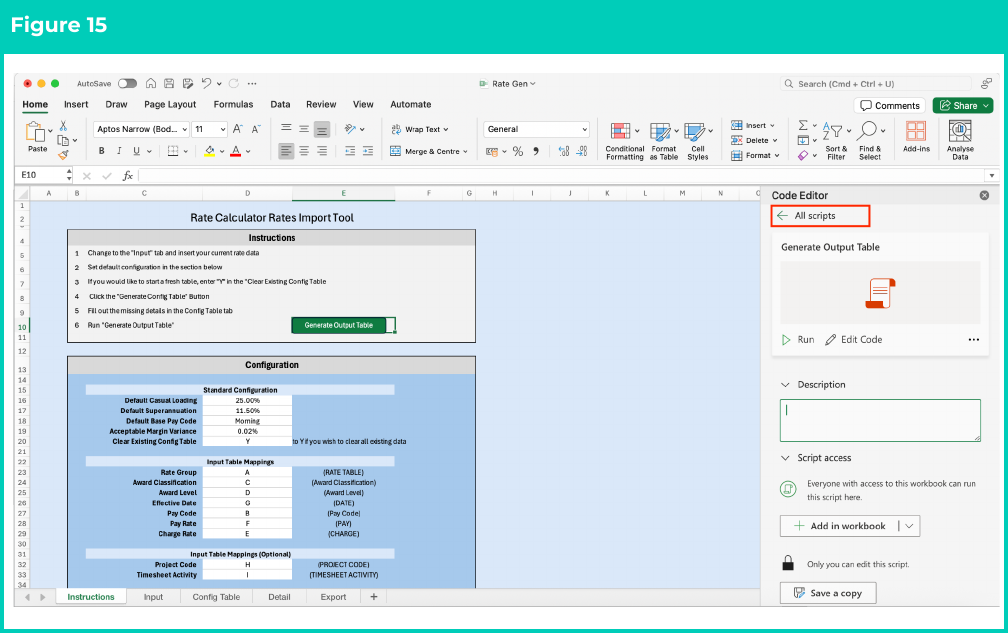 Figure 15: screenshot for QRG Rates Generator Import Tool - Setup Instructions