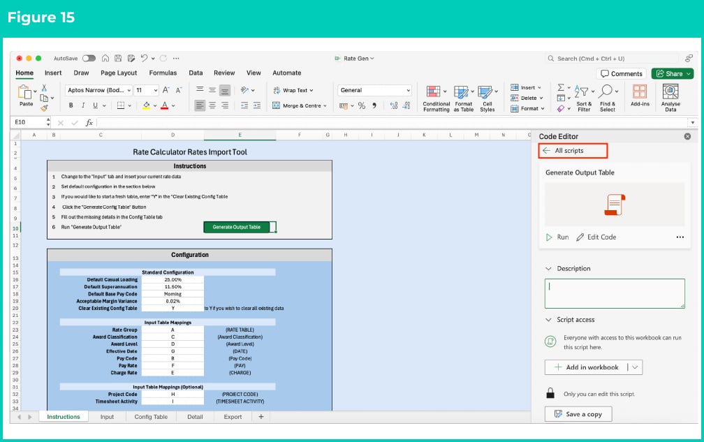 Figure 15: screenshot for QRG Rates Generator Import Tool - Setup Instructions