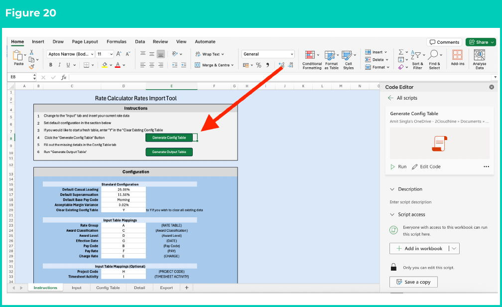 Figure 20: screenshot for QRG Rates Generator Import Tool - Setup Instructions