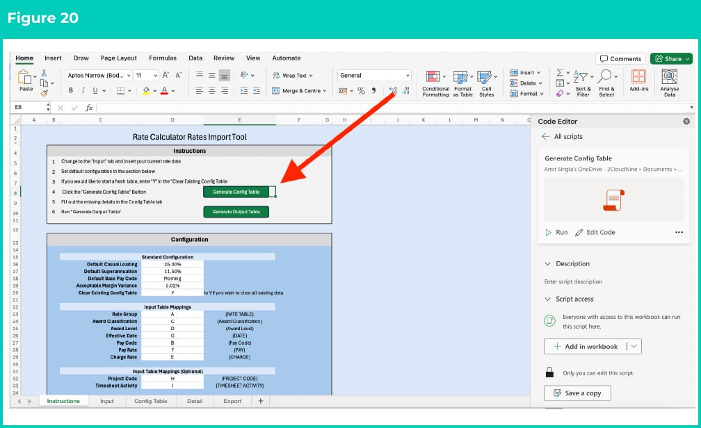 Figure 20: screenshot for QRG Rates Generator Import Tool - Setup Instructions