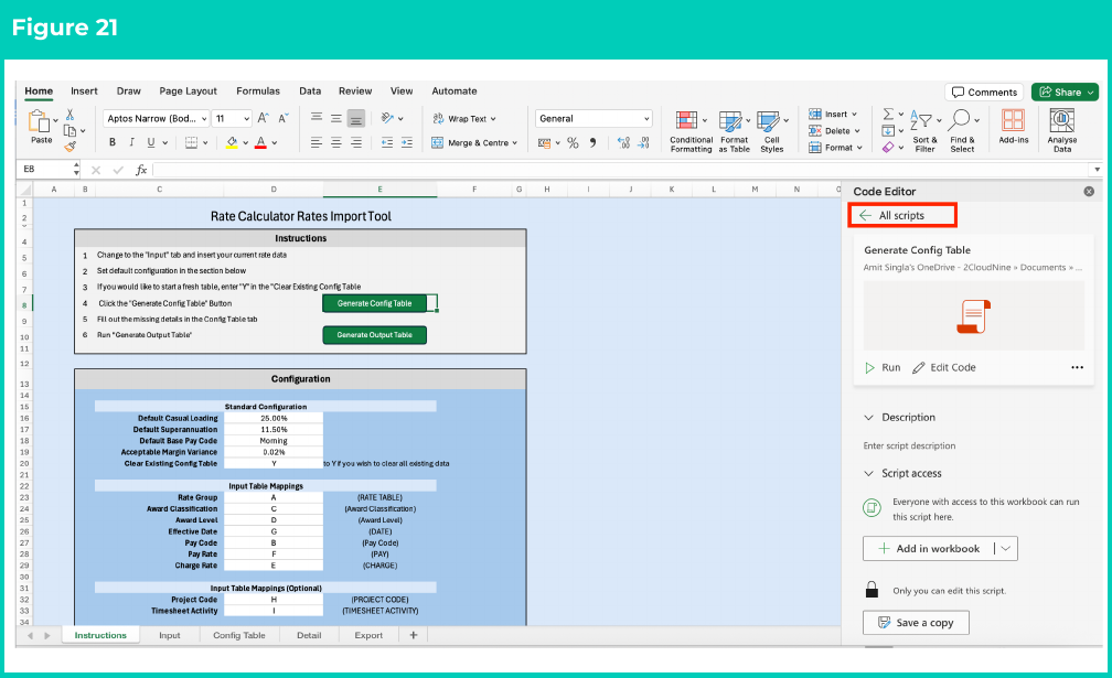 Figure 21: screenshot for QRG Rates Generator Import Tool - Setup Instructions