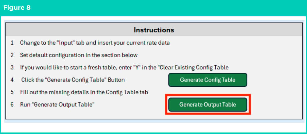 Figure 8: screenshot for QRG Using the Rates Generator Import Tool