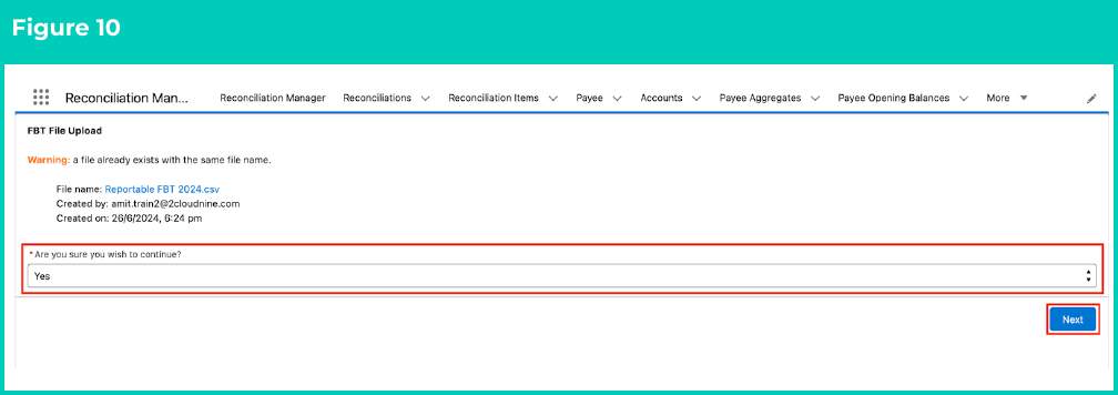 Figure 10: screenshot for QRG FBT File Upload