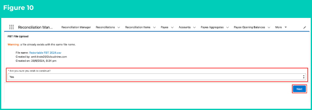 Figure 10: screenshot for QRG FBT File Upload