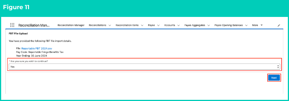 Figure 11: screenshot for QRG FBT File Upload