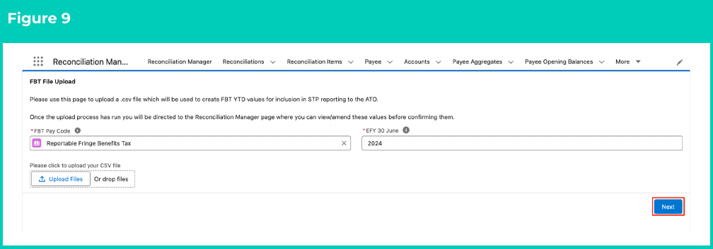 Figure 9: screenshot for QRG FBT File Upload