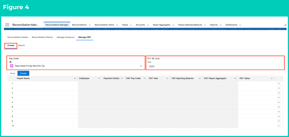 Figure 4: screenshot for QRG Manage FBT