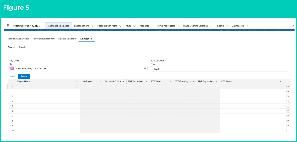 Figure 5: screenshot for QRG Manage FBT