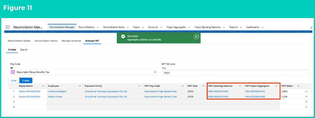 Figure 11: screenshot for QRG Manage FBT