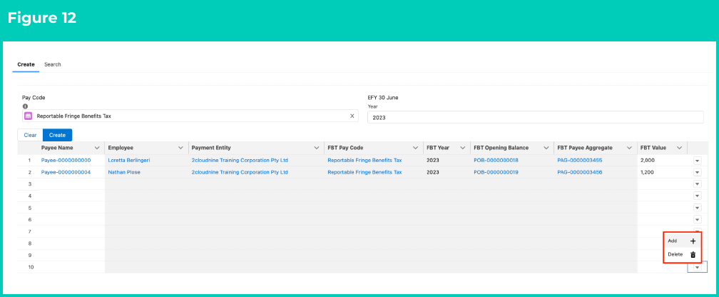 Figure 12: screenshot for QRG Manage FBT