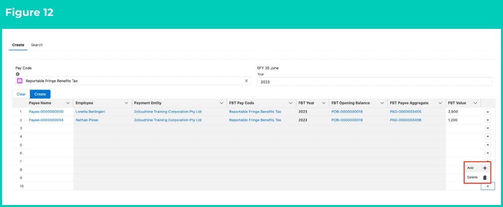 Figure 12: screenshot for QRG Manage FBT