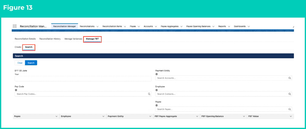 Figure 13: screenshot for QRG Manage FBT