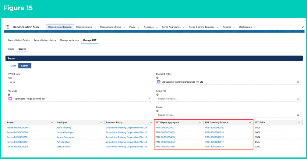 Figure 15: screenshot for QRG Manage FBT