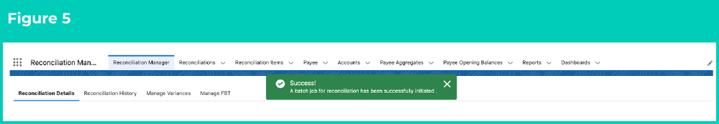 Figure 5: screenshot for QRG Process a new Reconciliation