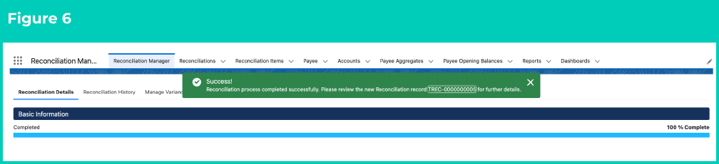 Figure 6: screenshot for QRG Process a new Reconciliation