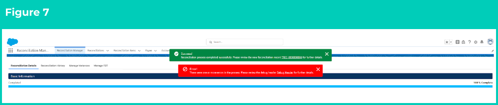 Figure 7: screenshot for QRG Process a new Reconciliation