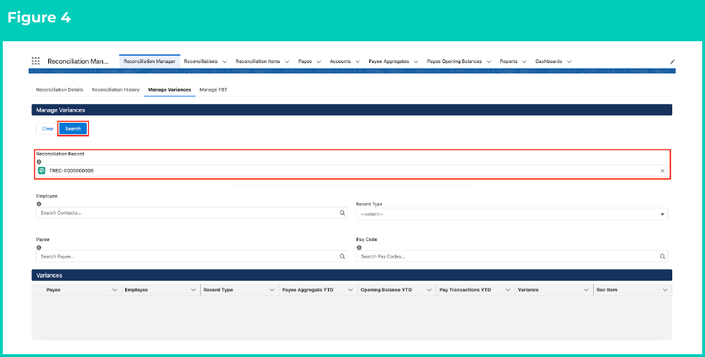 Figure 4: screenshot for QRG Resolving Failed Reconciliation Results