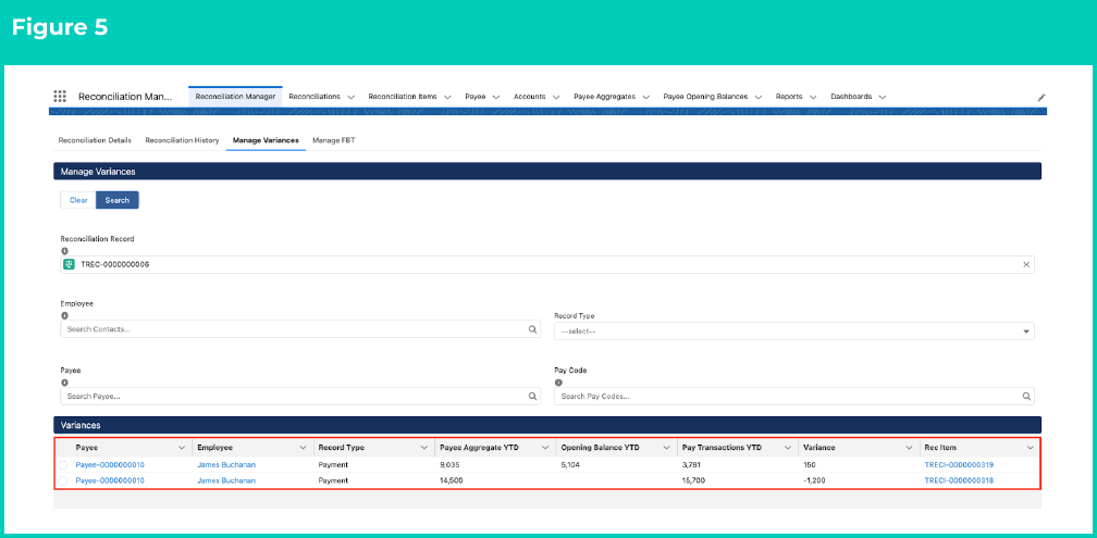 Figure 5: screenshot for QRG Resolving Failed Reconciliation Results