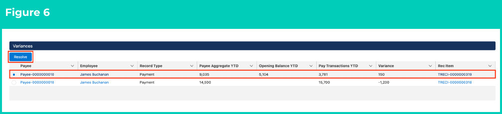 Figure 6: screenshot for QRG Resolving Failed Reconciliation Results