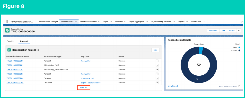 Figure 8: screenshot for QRG Review Reconciliation History (Results)