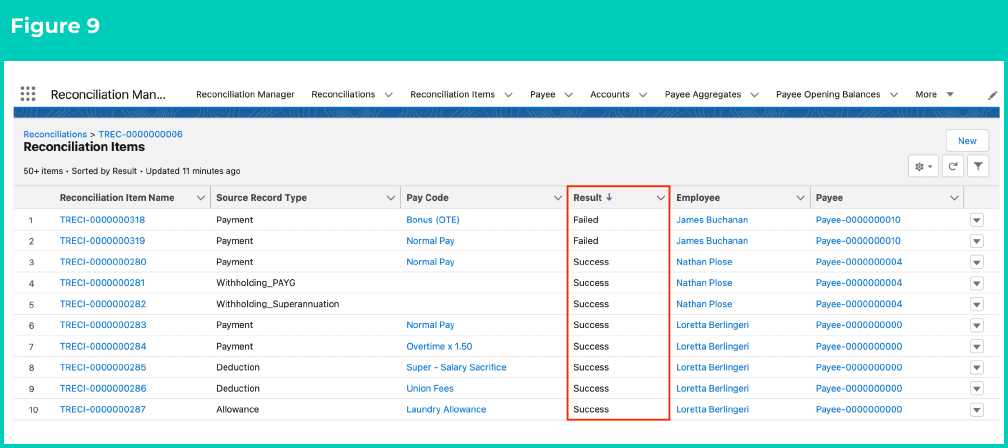 Figure 9: screenshot for QRG Review Reconciliation History (Results)