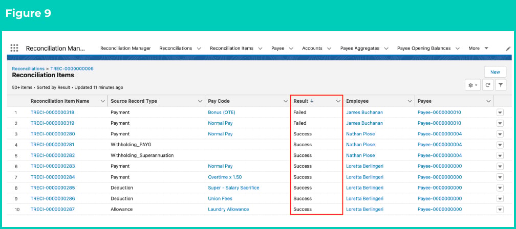 Figure 9: screenshot for QRG Review Reconciliation History (Results)