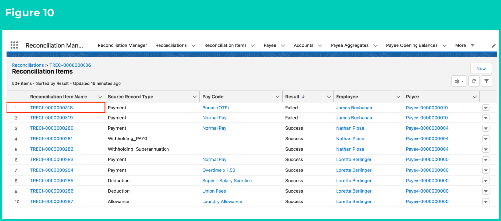 Figure 10: screenshot for QRG Review Reconciliation History (Results)