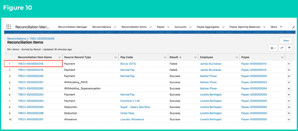 Figure 10: screenshot for QRG Review Reconciliation History (Results)