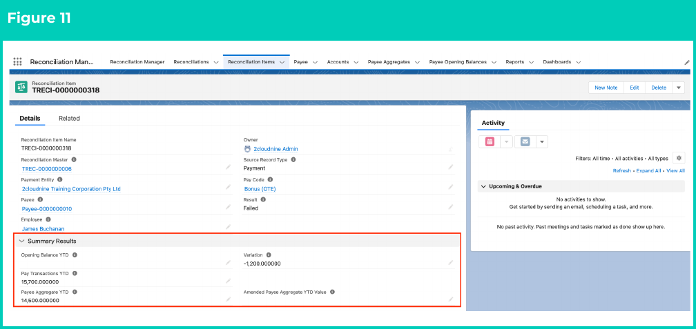 Figure 11: screenshot for QRG Review Reconciliation History (Results)