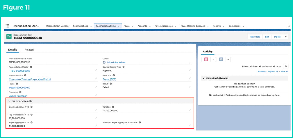 Figure 11: screenshot for QRG Review Reconciliation History (Results)