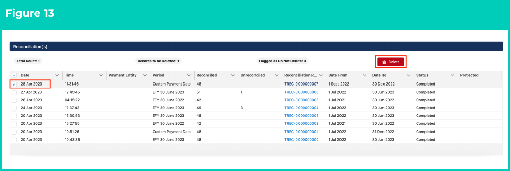 Figure 13: screenshot for QRG Review Reconciliation History (Results)
