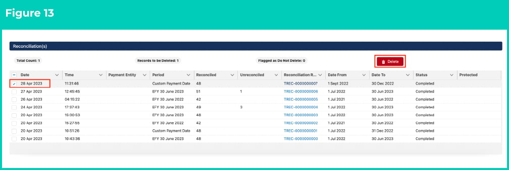 Figure 13: screenshot for QRG Review Reconciliation History (Results)