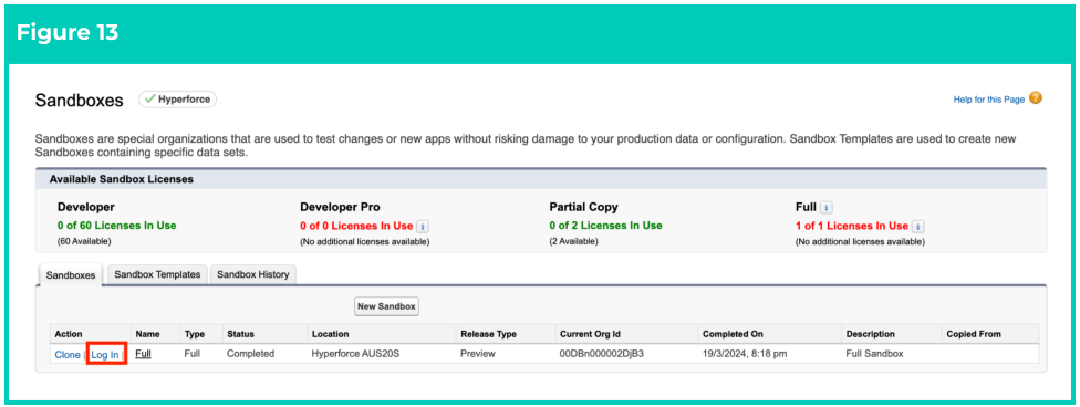 Screenshot from 2cloudnine Sandbox Creation & Refresh Guide v1.4