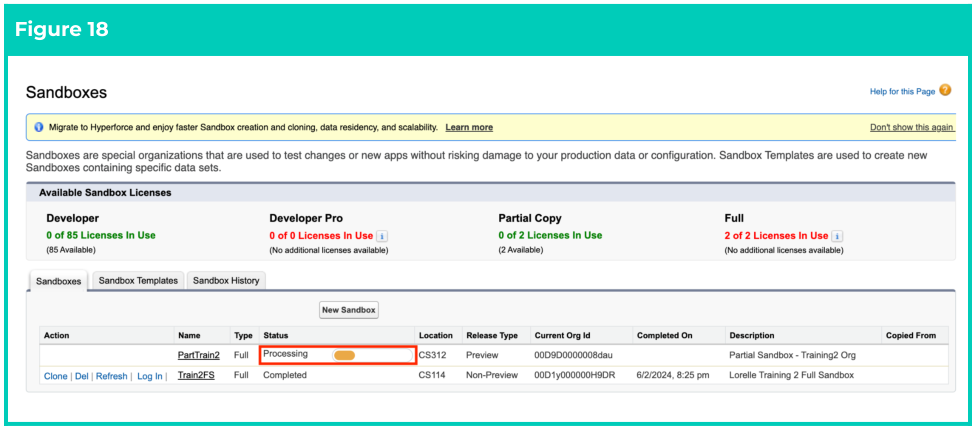 Screenshot from 2cloudnine Sandbox Creation & Refresh Guide v1.4