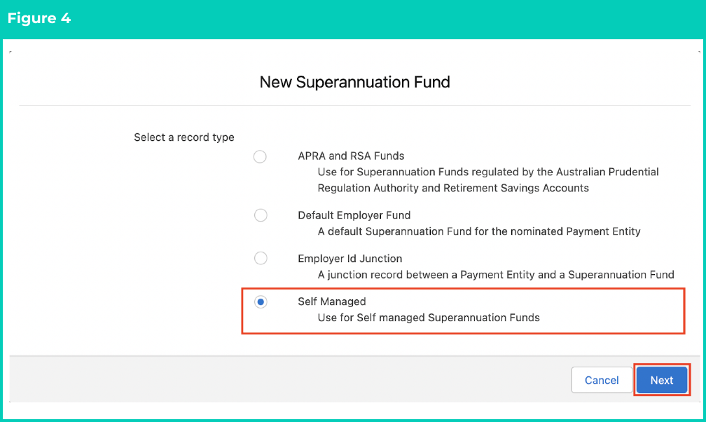 Figure 4: screenshot for QRG Create Superannuation Fund - Self Managed