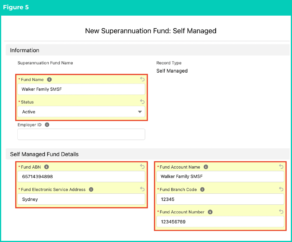 Figure 5: screenshot for QRG Create Superannuation Fund - Self Managed