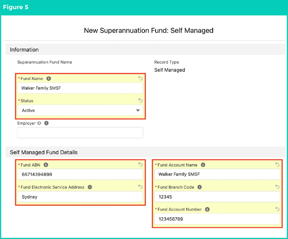 Figure 5: screenshot for QRG Create Superannuation Fund - Self Managed