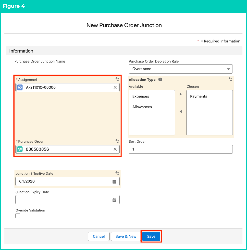 Figure 4: screenshot for QRG Create Purchase Order Junctions - Utilities
