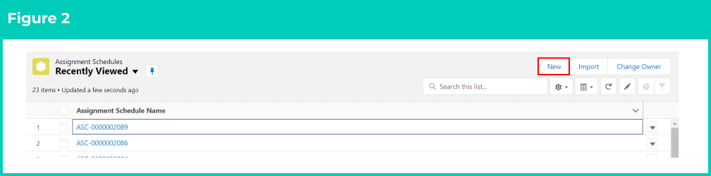 Figure 2: screenshot for QRG Create and Manage Assignment Schedules